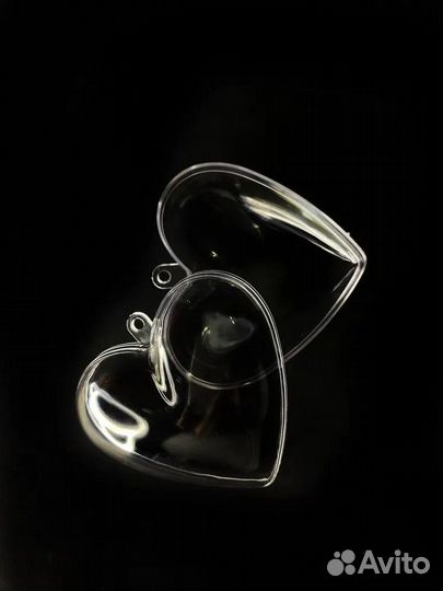 Сердца пластиковые прозрачные для декора 6-10см