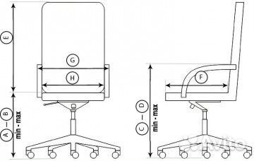 Кресло на колесах Менеджер стандарт кожа черная