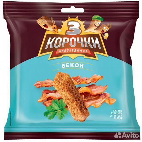 Сухарики 3 корочки со вкусом бекона 100г