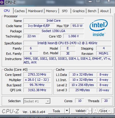 10-ядер Intel 2470v2 16gb x79 lga1356