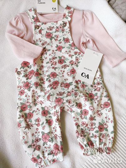 Лонгслив и комбинезон для девочки 62 c&a Новый