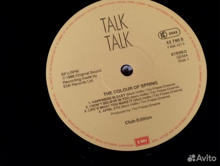 Talk Talk – The Colour Of Spring Germany 1986 VG