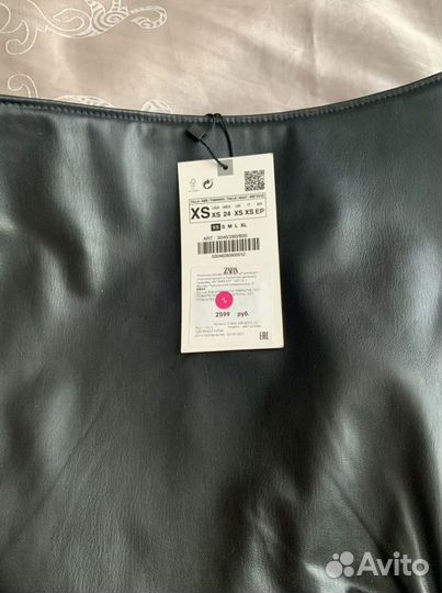 Юбка zara экокожа