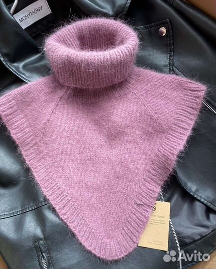 Манишка спицами из пуха норки новая ручной работы