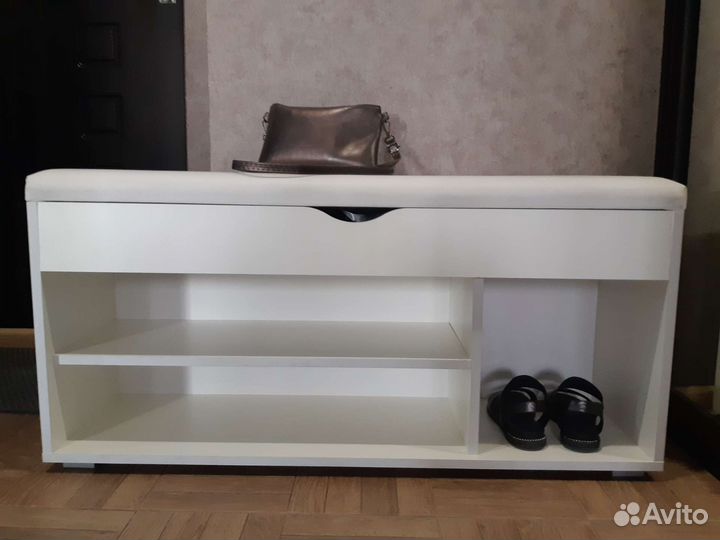 Обувница белая с сиденьем