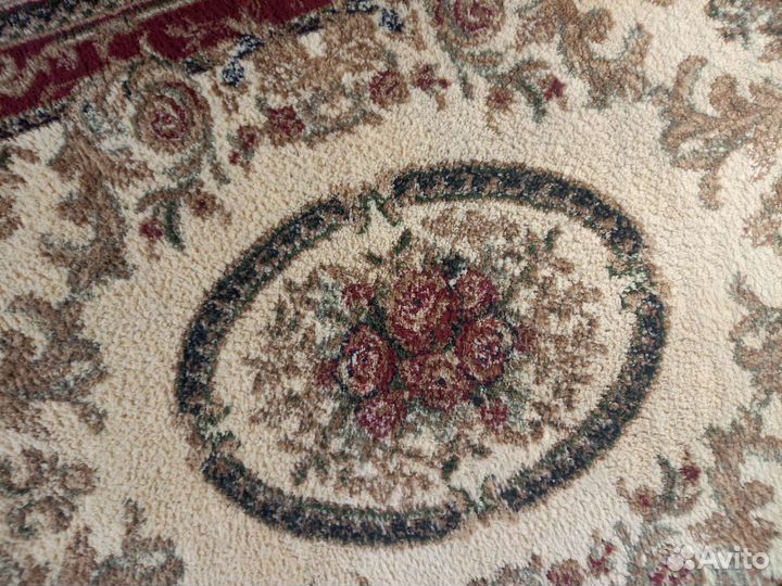 Ковер с ворсом 120х80 бордовый с кремовым классика