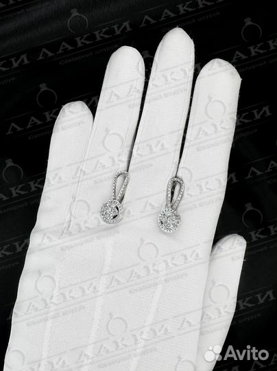 Золотые серьги с бриллиантами 585 / 7.99 гр