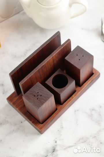 Набор для специй и салфеток дуб