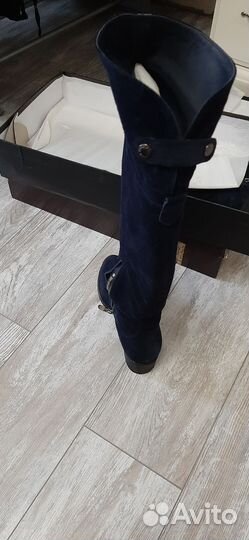 Шикарныесапоги ботфорты, натур.замша 40 размер