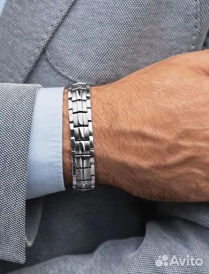 Стальной магнитный браслет от давления мужской