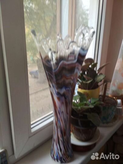 Ваза для цветов большая 45 см цветное стекло