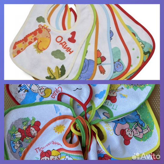 Разные виды слюнявчиков для кормления