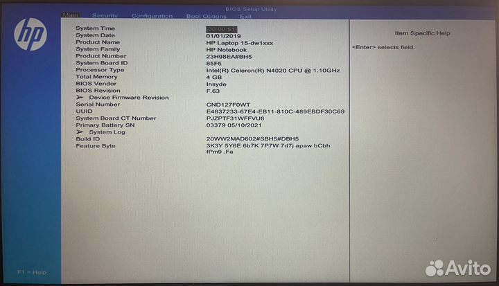 Материнская плата LA-H325P для HP 15-dw (N4020)