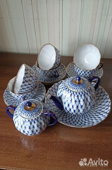 Известный чайный сервиз лфз кобальтовая сетка