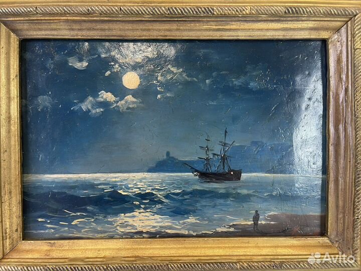 Антикварная картина, масло, холст 