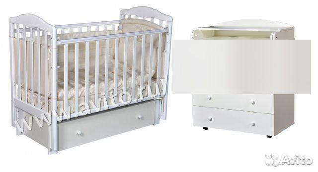 Детская кровать Alita 4/6 + комод Ульяна белые Нов