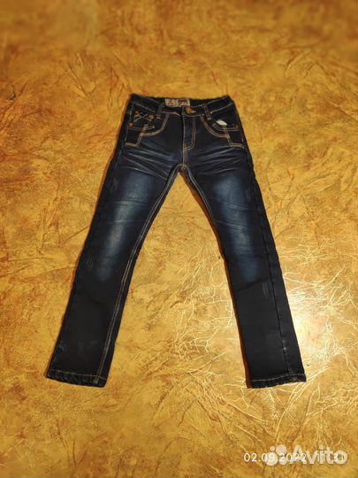 Джинсы утеплённые на флисе 134-140
