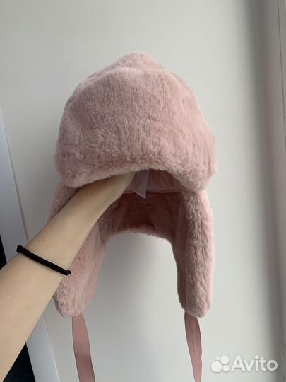 Шапка ушанка женская искусственный мех розовая