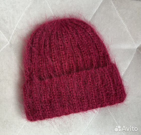 Мохеровая шапка с одним отворотом