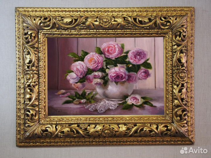 Картина маслом на холсте цветы Розы на заказ