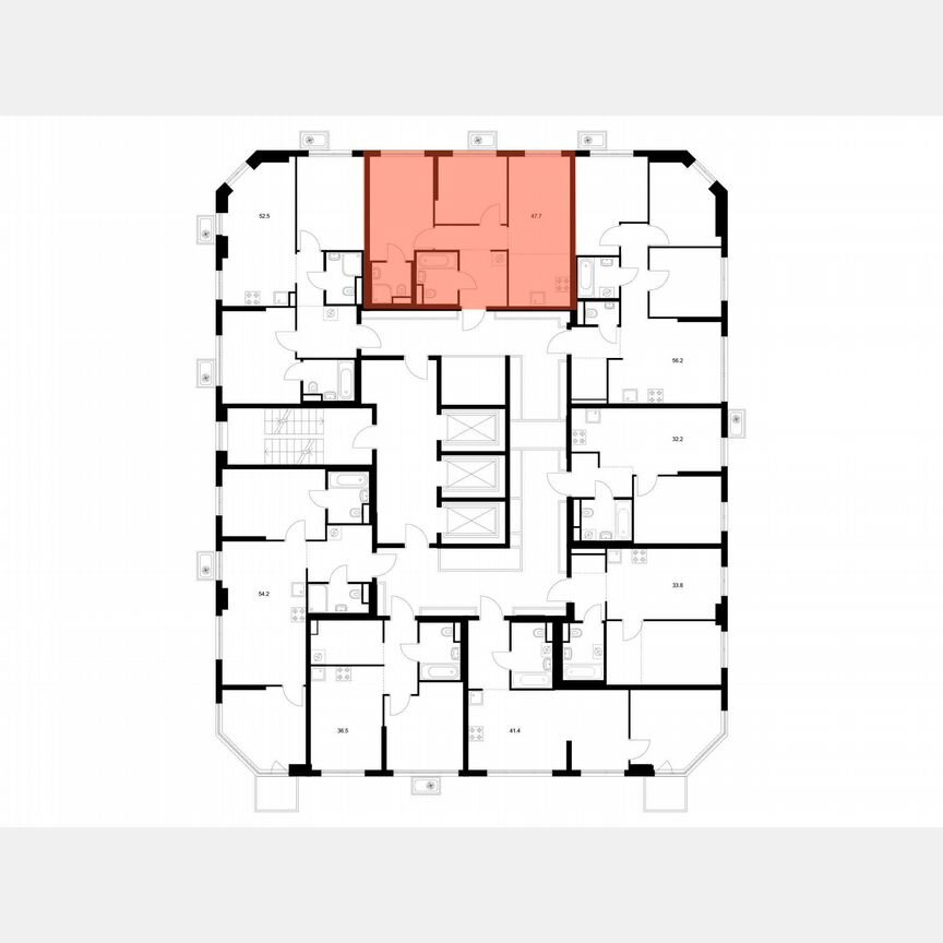 2-к. квартира, 47,7 м², 17/23 эт.