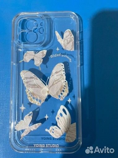 Чехол на айфон 14 pro max прозрачный с бабочками