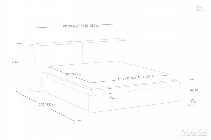 Кровать с основанием 180x200 Europa