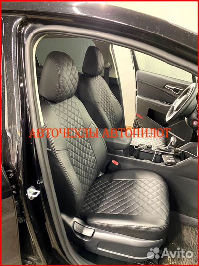 Чехлы Автопилот SsangYong Rexton из экокожи чёрные