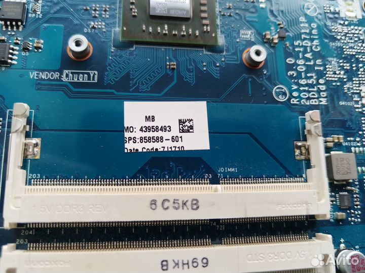 Мат плата hp 15-ba 255 g5 la-d711p amd a6-7310 б/у