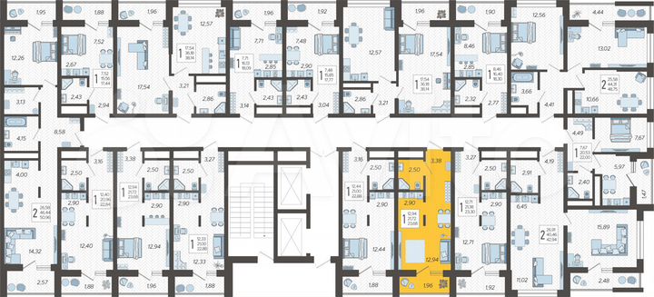 Квартира-студия, 23,7 м², 12/19 эт.