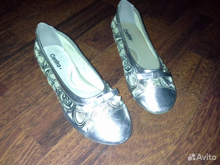 Балетки золотистые, р 34