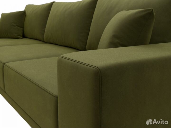 Диван угловой Льюес левый, микровельвет, зеленый