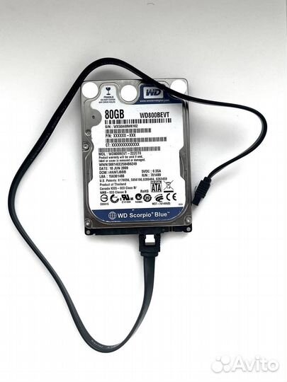Жесткий диск 80гб Western Digital WD800bevt