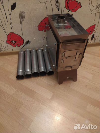 Печь в палатку мобильную Баню с трубами