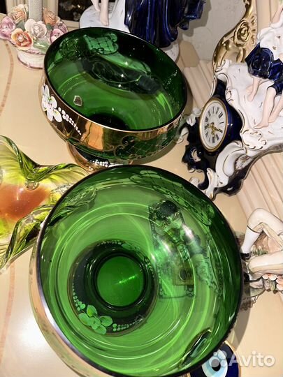 Конфетница Богемия зеленая bohemia