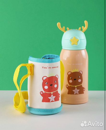 Детский термос с соломинкой