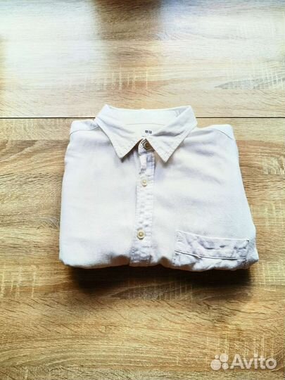 Белая мужская рубашка Uniqlo L 50 хлопок бу