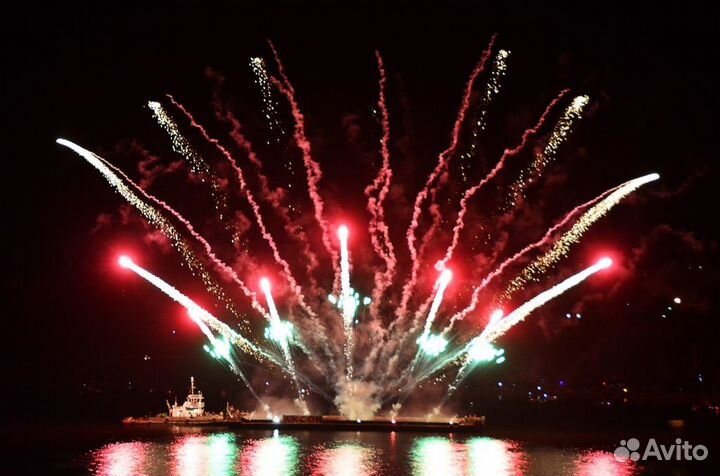 Веерные салюты и фейерверки с запуском