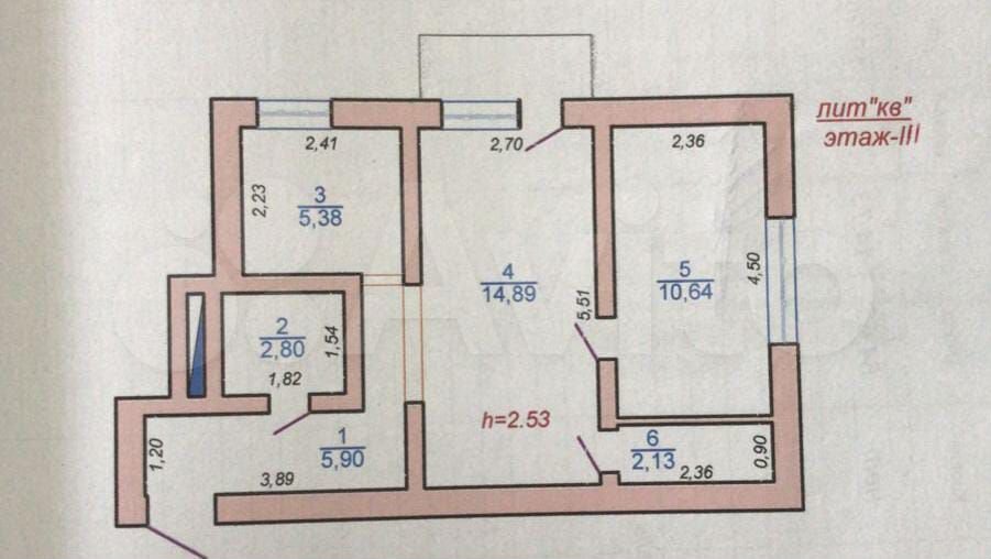 2-к. квартира, 41 м², 3/3 эт.