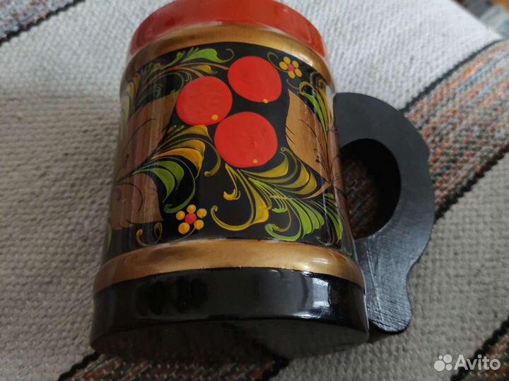 Бочонок с крышкой Хохлома и кружка