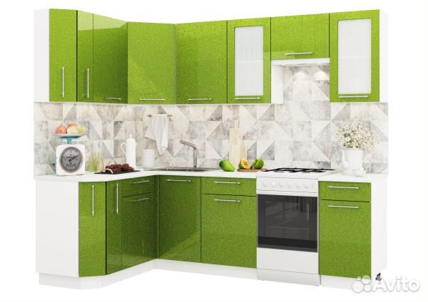 Модульная кухня Олива металлик 1,5х2,4 м