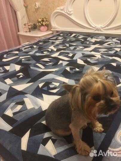 Покрывало плед ручной работы джинсовое