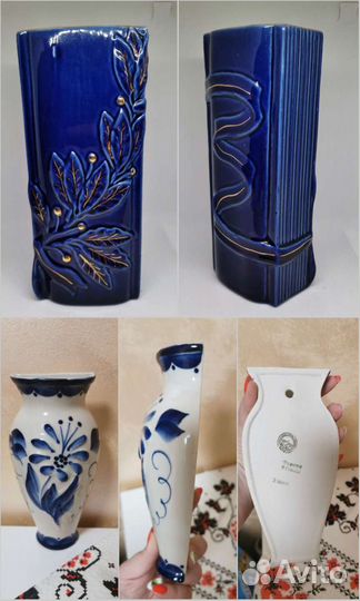 Гжель посуда, статуэтки, кобальт