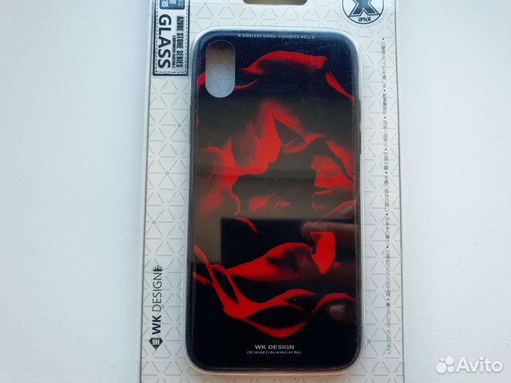 Чехол для iPhone X / XS чёрно-красный / Бесплатно