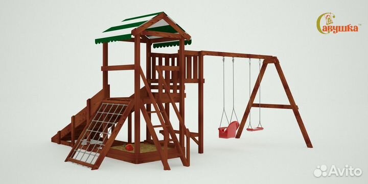 Детский уличный комплекс с горкой и качелями