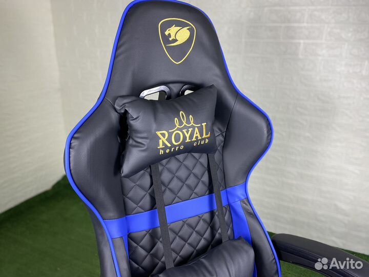 Компьютерное кресло экокожа синее игровое