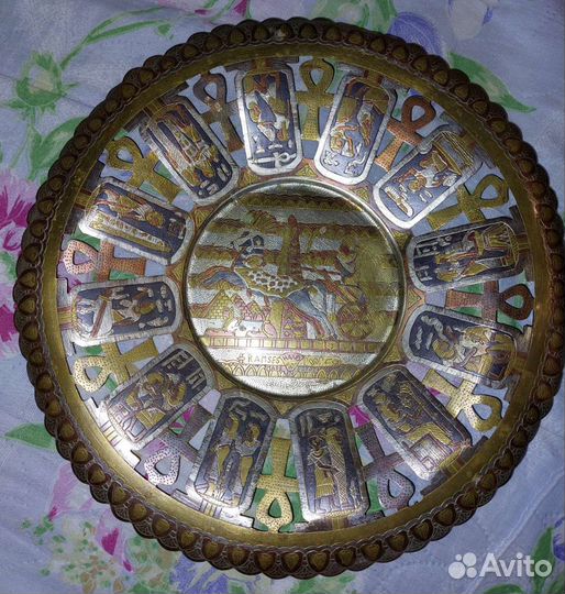 Настенная тарелка/чеканка/пано Китай Вазы Винтаж