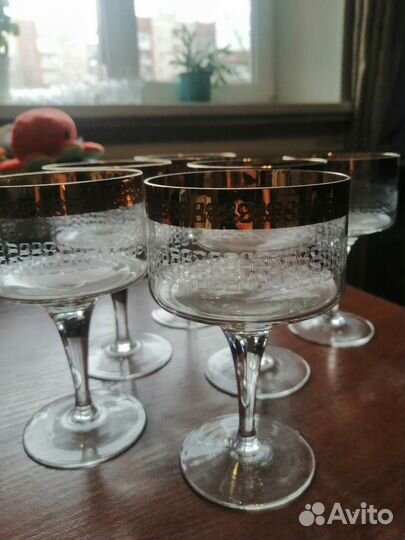 Фужеры хрусталь позолота Чехословакия СССР