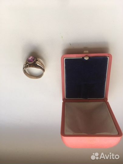 Серебряное кольцо с камнем СССР 875 пр