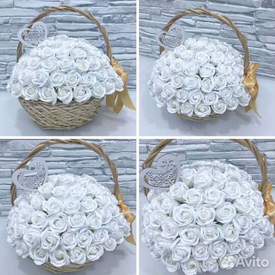 Букет из мыльных роз в корзине